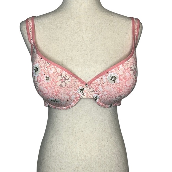 Lucky Brand Pink Floral‎ Bra Size 40D Underwire Lace Back - Picture 1 of 6